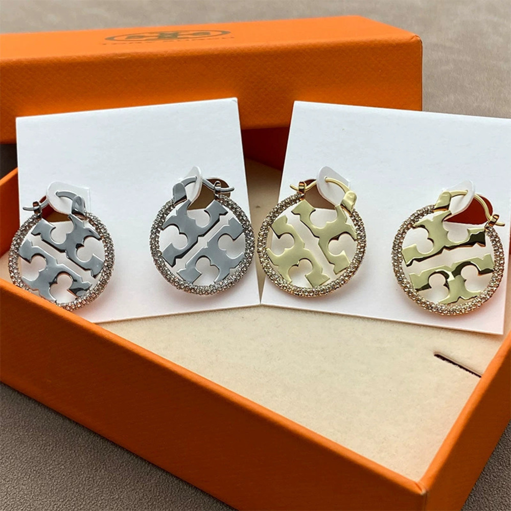Tory Burch Gold Plated Rhinestone Earrings for